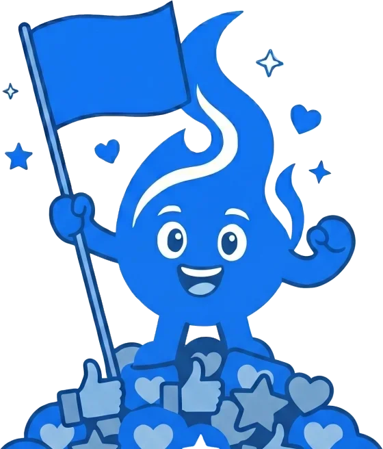 Bulkoid mascot planting a flag, ahead of the competition